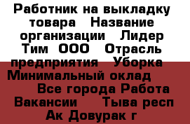 Работник на выкладку товара › Название организации ­ Лидер Тим, ООО › Отрасль предприятия ­ Уборка › Минимальный оклад ­ 28 200 - Все города Работа » Вакансии   . Тыва респ.,Ак-Довурак г.